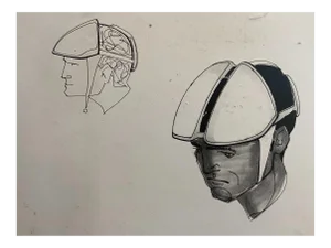 Raymond Loewy and William Snaith, Helmeted Man 2 Drawing for NASA, 1968, Ink on Cardboard