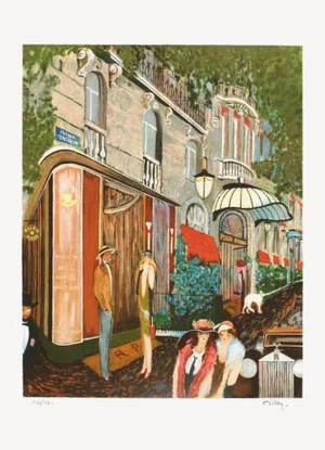 1990 Ramon Dilley Plaza Athénée: Avenue Montaigne Paris Lithograph