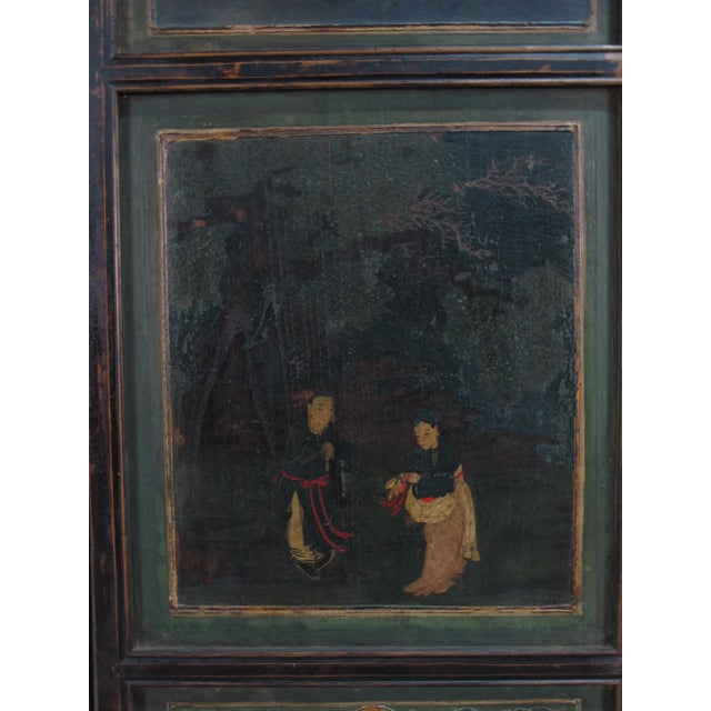 Wood Mid 19th Century Hand Painted Room Divider - Set of 6 For Sale - Image 7 of 12