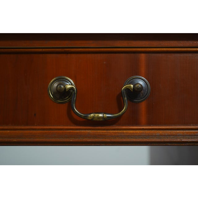 Reprodux English Style Leather Top Yew Wood Desk For Sale - Image 14 of 18