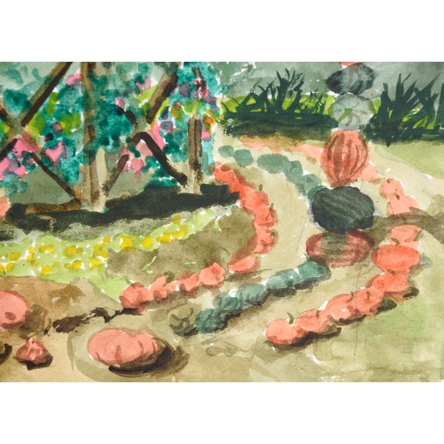 Farm in Autumn With Pumpkins in Watercolor on Heavy Paper by Les Anderson For Sale In Monterey, CA - Image 6 of 7
