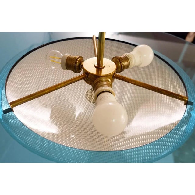 Saucer Shaped Chandelier in the Style Fontana Arte, Italy, 1960s For Sale - Image 6 of 10