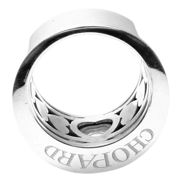 Chopard Happy Diamond 18k White Gold Floating Diamond Ring, Estate For Sale
