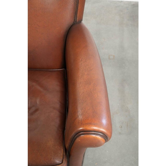 Brown English Style Club Chair in Sheepskin Leather For Sale - Image 8 of 14