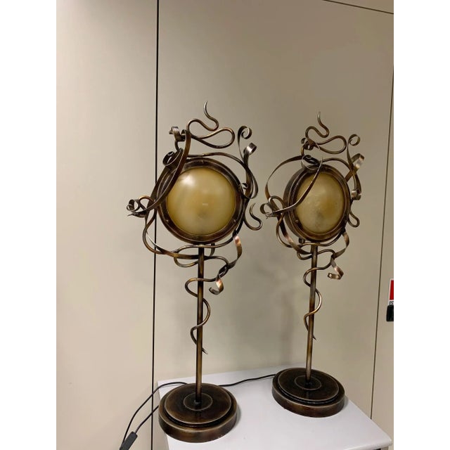 Copper Wrought Iron Table Lamp by Leeazanne for Lam Lee Group, 1990s For Sale - Image 8 of 11