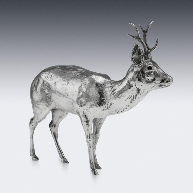 20th Century German Silver Statues of a Reindeer, Hanau, 1920s For Sale - Image 6 of 18