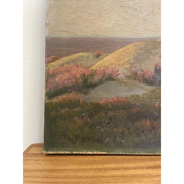 Textile Vintage Original French Landscape Scenic Painting For Sale - Image 7 of 9