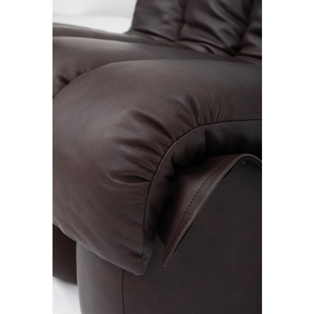 Animal Skin De Sede Ds-600 Non-Stop Sofa in Deep Espresso Brown Leather, 1980s For Sale - Image 7 of 18