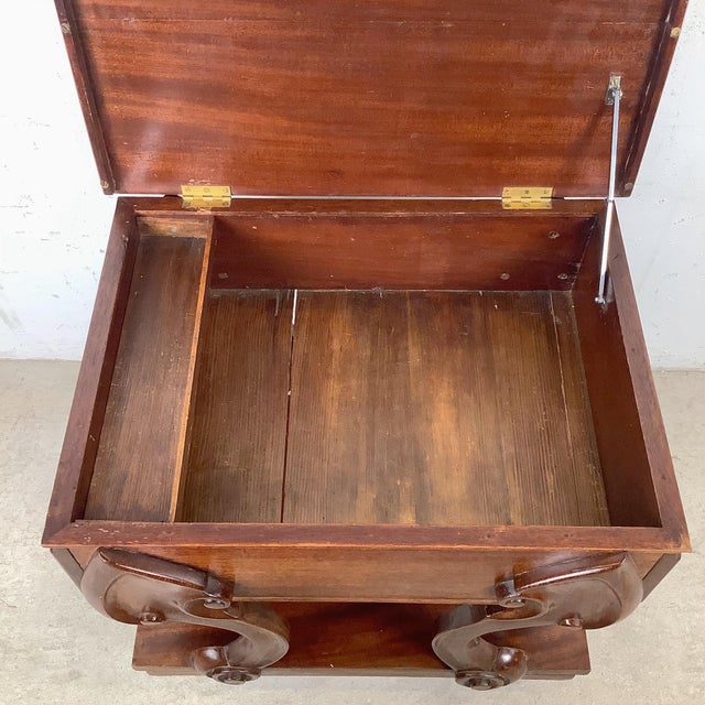 Vintage Classical Revival Upholstered Footstool With Scroll Base For Sale - Image 11 of 12