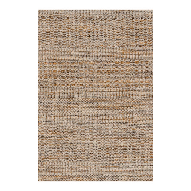 Rug & Kilim’s Contemporary Textural Kilim in Beige-brown Orange and White Tones - 3x12 For Sale
