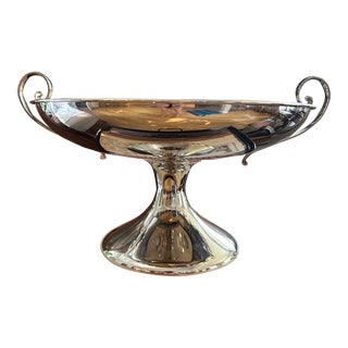 Contemporary Global Views Large Silver Plate Compote With Handles For Sale