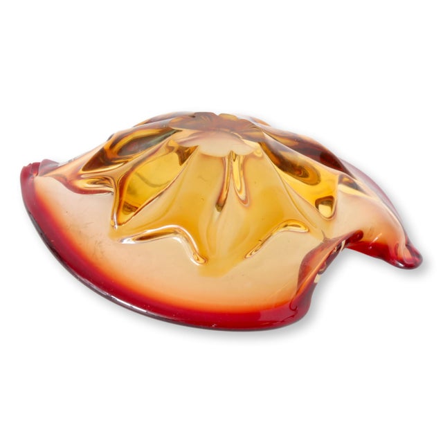 Mid 20th Century Amber Italian Murano Glass Bowl For Sale - Image 4 of 4