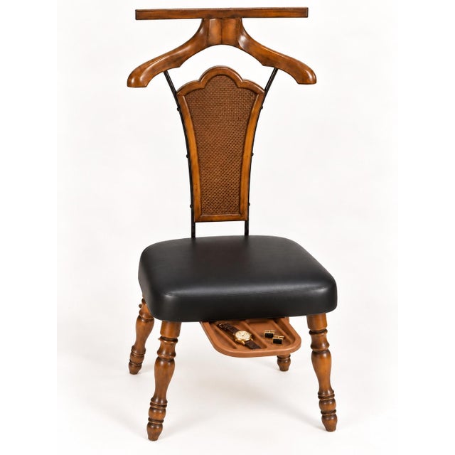 Vintage Babcock-Phillips Gentleman’s Valet Chair With New Black Leather Seat For Sale In Los Angeles - Image 6 of 11
