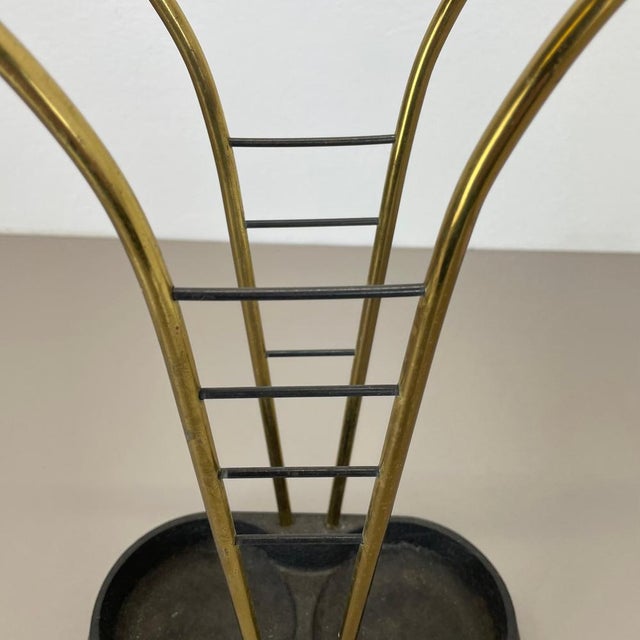 Mid-Century Modernist Bauhaus Metal Brass Umbrella Stand, Germany, 1950s For Sale - Image 6 of 18