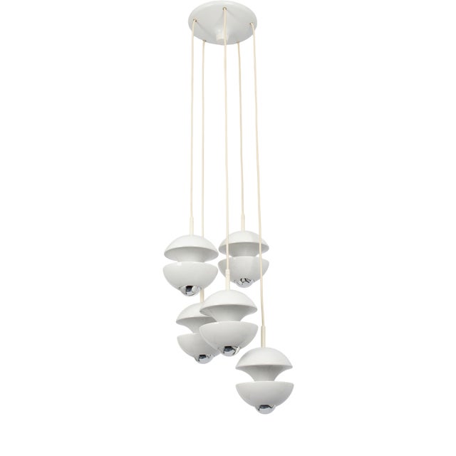 White Cascading Pendant from Kaiser Leuchten, 1970s For Sale