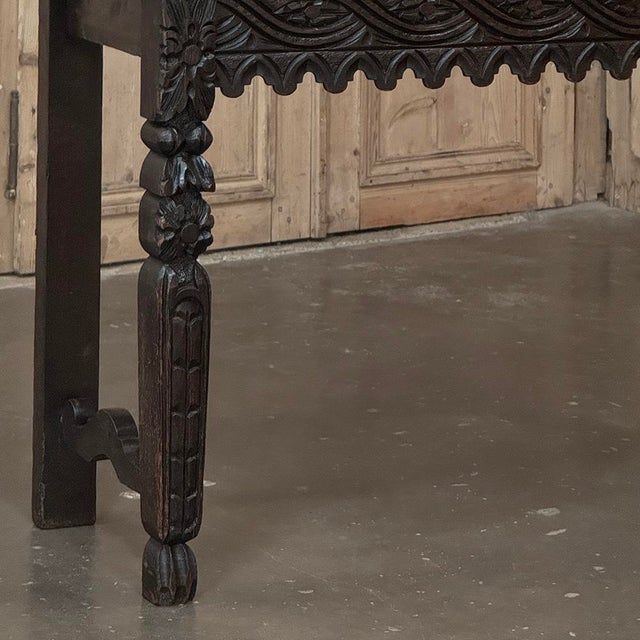 Wood 18th Century English Rustic Gothic Style Oak Console ~ Sofa Table For Sale - Image 7 of 18