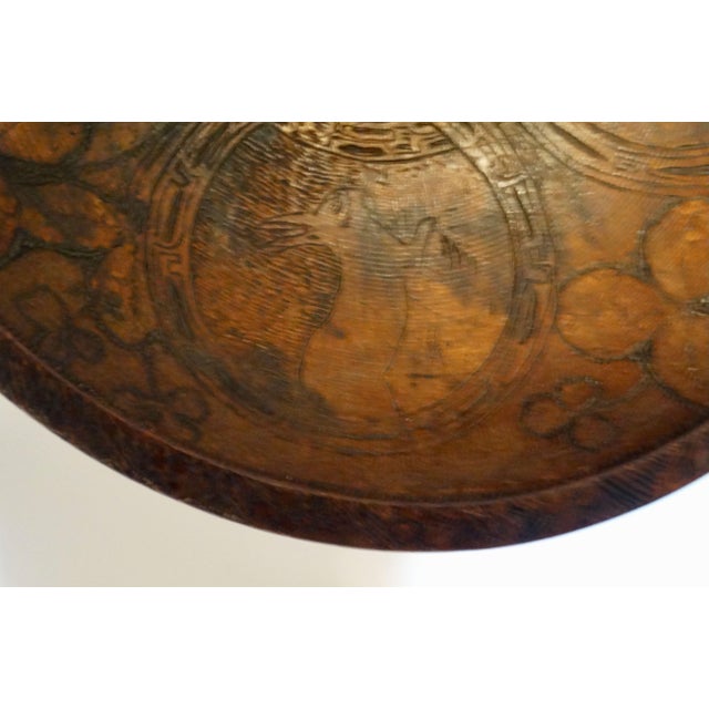Early Americana Carved Wood Bowl With Rabbits For Sale - Image 6 of 15