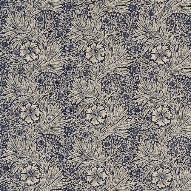 Morris & Co Marigold Fabric in Indigo/Linen - a Sample For Sale