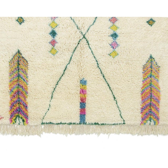Multi-Color Hand-Knotted Moroccan Wool Rug | 8'2" X 5'8" | One of a Kind For Sale - Image 6 of 9