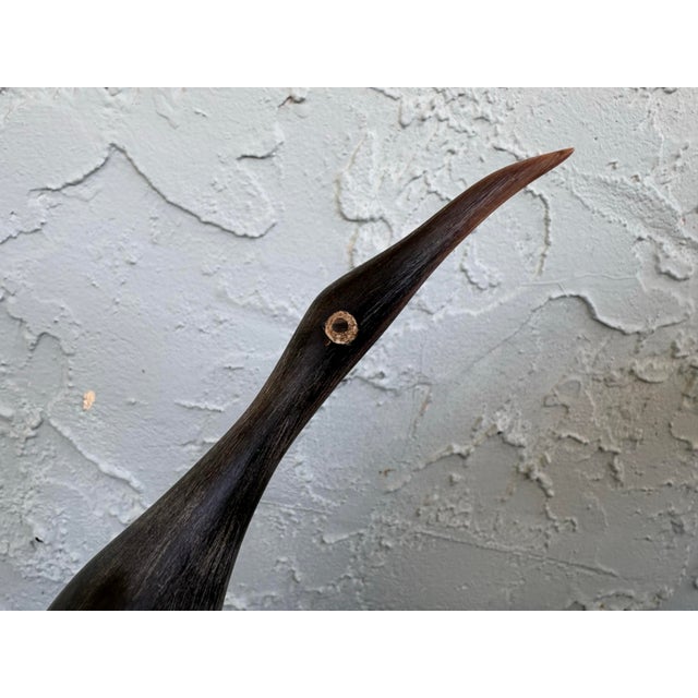 Mid-Century Modern Carved Horn Bird Sculpture on Integrated Base For Sale - Image 9 of 9