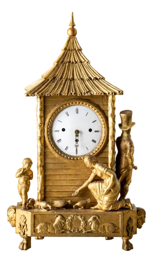 Mantel Clock with Genre Scene, Vienna, 19th Century