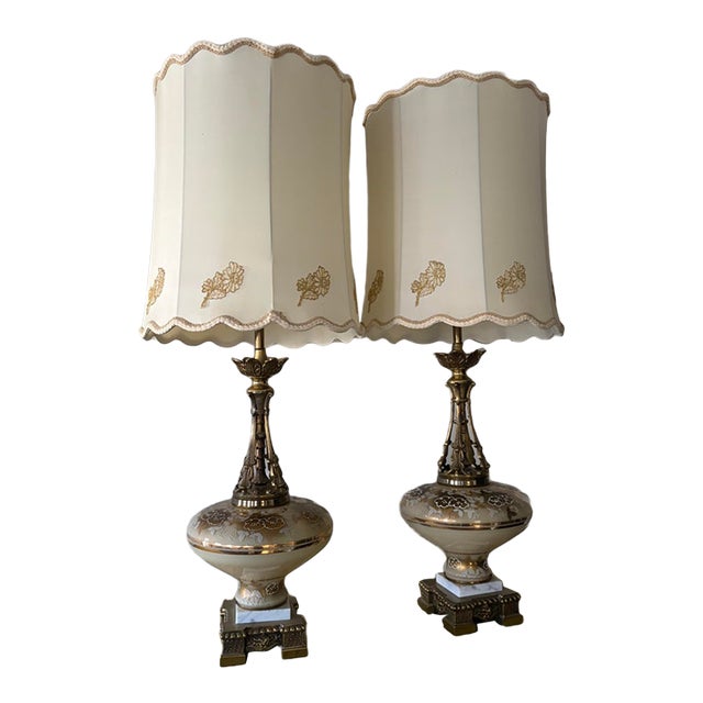 Vintage Hollywood Regency Statement Table Lamps Retailed by Sears - A Pair For Sale