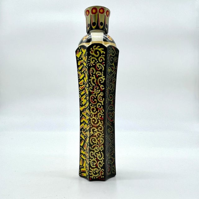 Black Contemporary Mackenzie Childs Style Black and White Glass Bottle Vase For Sale - Image 8 of 11