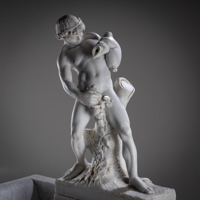 Stone Marble Wall Fountain with Satyr, 19th Century For Sale - Image 7 of 18