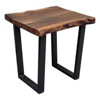 Go Living Edge Walnut Wood Slab Side Table For Sale