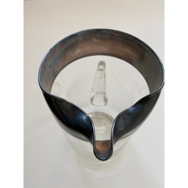 Dorothy Thorpe Glass Silver Rim Pitcher With Handle For Sale In New York - Image 6 of 8