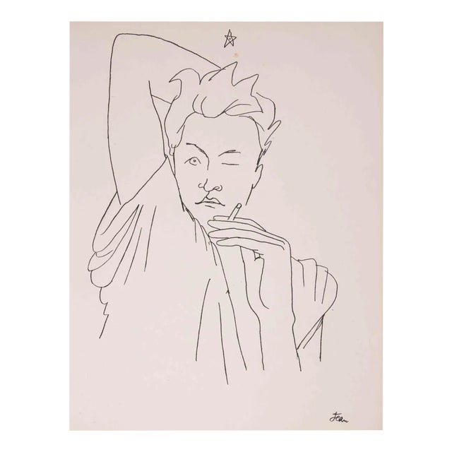 Jean Cocteau, Portrait de Jean Desbordes, Lithograph, 1929 For Sale