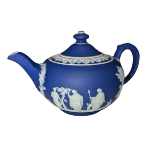 Late 19th Century Wedgwood Jasperware Cobalt Dip Teapot