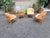 Armchairs in Light Wood and Caramel Ski Seat, 1960s, Set of 4, in Good conditions. Designed 1960 to 1969