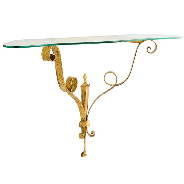 Italian Mid-Century Gilt Wall-Mount Console Table by Pier Luigi Colli, 1940s For Sale In Atlanta - Image 6 of 16