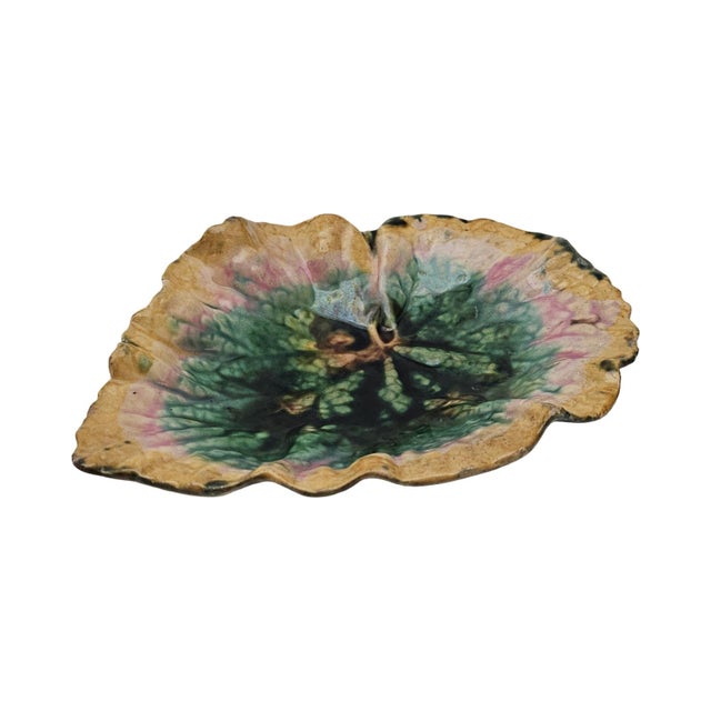 Majolica Griffin Smith & Hill Etruscan Majolica Begonia Leaf Plate 9.25" For Sale - Image 4 of 11