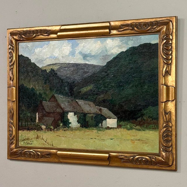 Framed Oil Painting on Canvas by Pierre Colson (1930-?) 'Farmhouse in the Ardennes' For Sale - Image 4 of 16