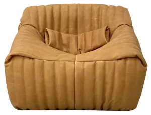 French Sandra Lounge Chair with Cushion in Thick Camel Leather by Annie Hiéronimus for Cinna/Ligne Roset