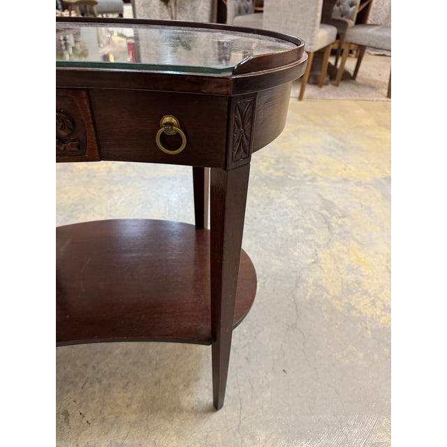 Hepplewhite Antique Hepplewhite End Table, Mahogany With Glass Top, Mersman For Sale - Image 3 of 8