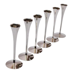 Set of Six German Modernist Stainless Steel Candle Holders by Arthur Salm Solingen