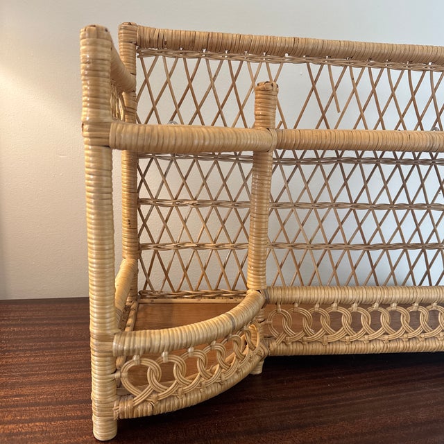 Wood 1980s Vintage Wicker Rattan Shelf For Sale - Image 7 of 11