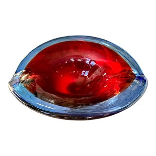 Vintage Two Tone Glass Murano Italian Glass Bowl For Sale