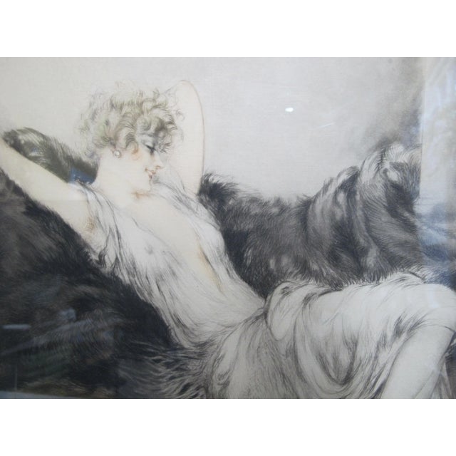 Early 20th Century Louis Icart Signed Original Paresse Laziness Art Deco Female Portrait Etching For Sale - Image 5 of 8