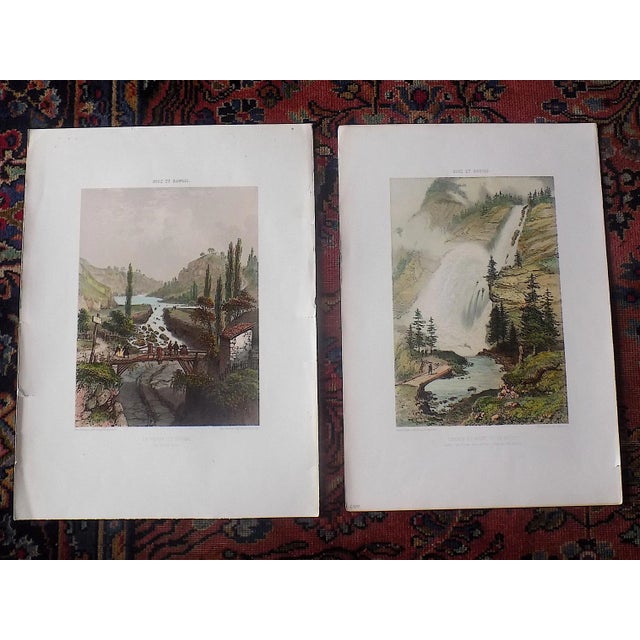 Mid 19th Century Antique Folio Size 19th Century Lithograph Views of Nice & Savoy, France - a Pair For Sale - Image 5 of 5