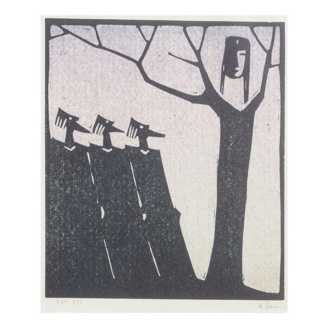 Åke Holm, Maria and the Three Wise Men, Sweden, 1978, Woodcut For Sale