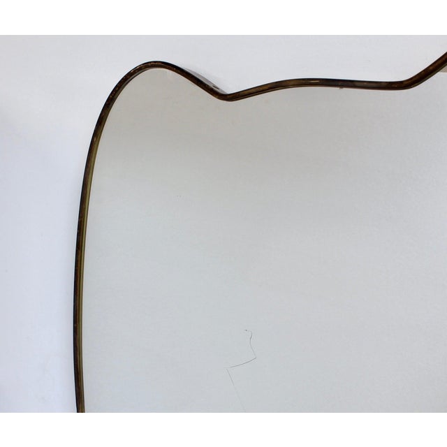 Mid-Century Modern Italian Wall Mirror with Brass Frame, 1960s For Sale - Image 9 of 14