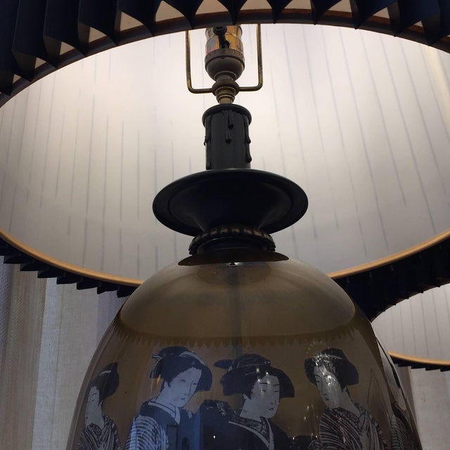 1960s Spectacular Mid-Century ModernChinoiserie Glass Lamps - A Pair For Sale - Image 10 of 18