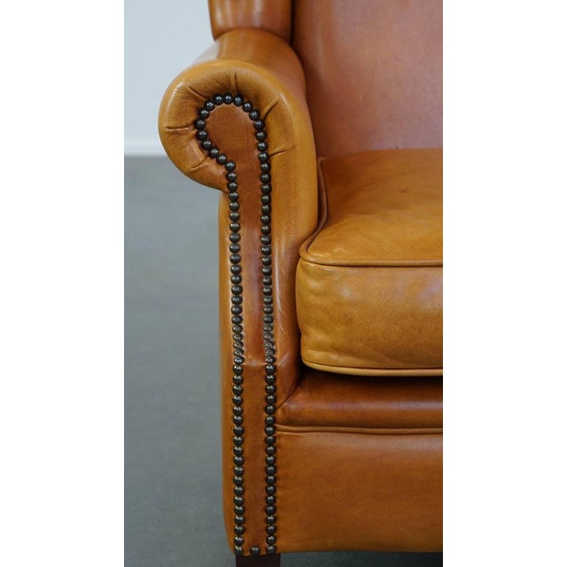 Wing Chair in Cowhide Leather For Sale - Image 9 of 12