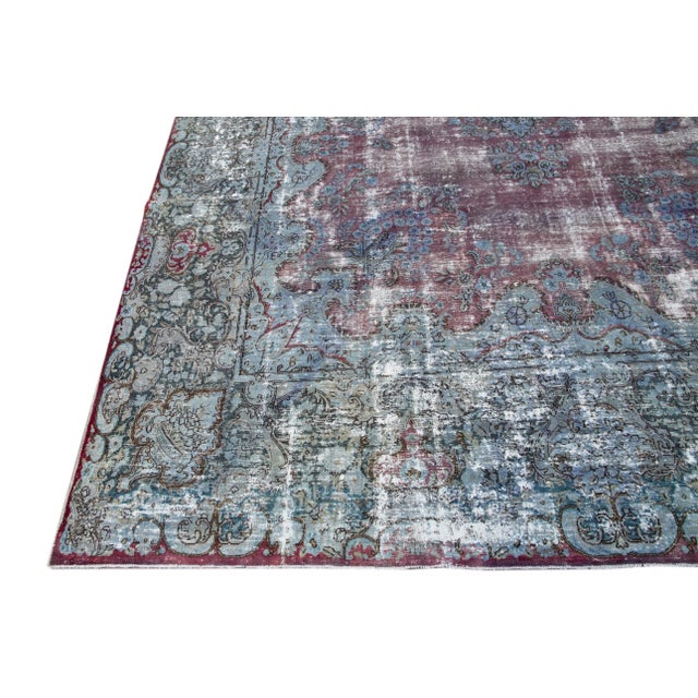 Textile Mid-20th Century Vintage Distrssed Wool Rug 10 X 13 For Sale - Image 7 of 13