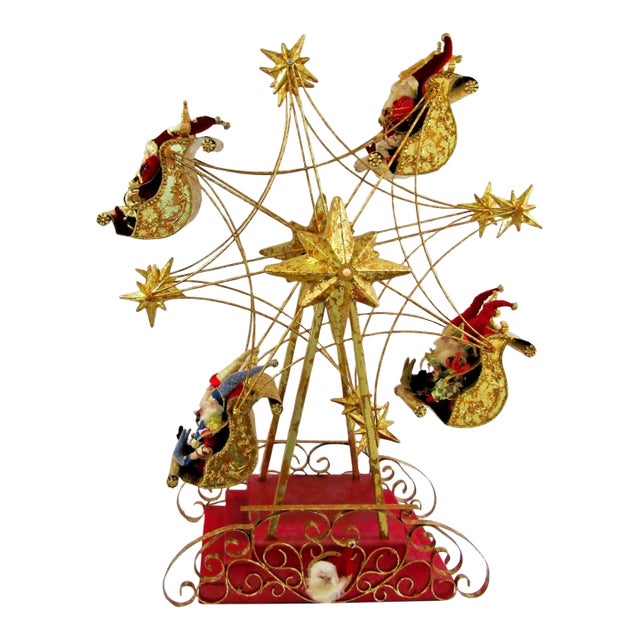 Rare Vintage Large Mark Roberts North Pole Ferris Wheel With Elves For Sale