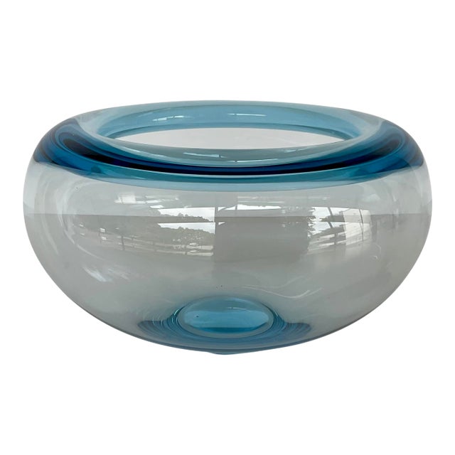 Royal Copenhagen Mid-Century Modern Medium Blue Crystal Bowl For Sale